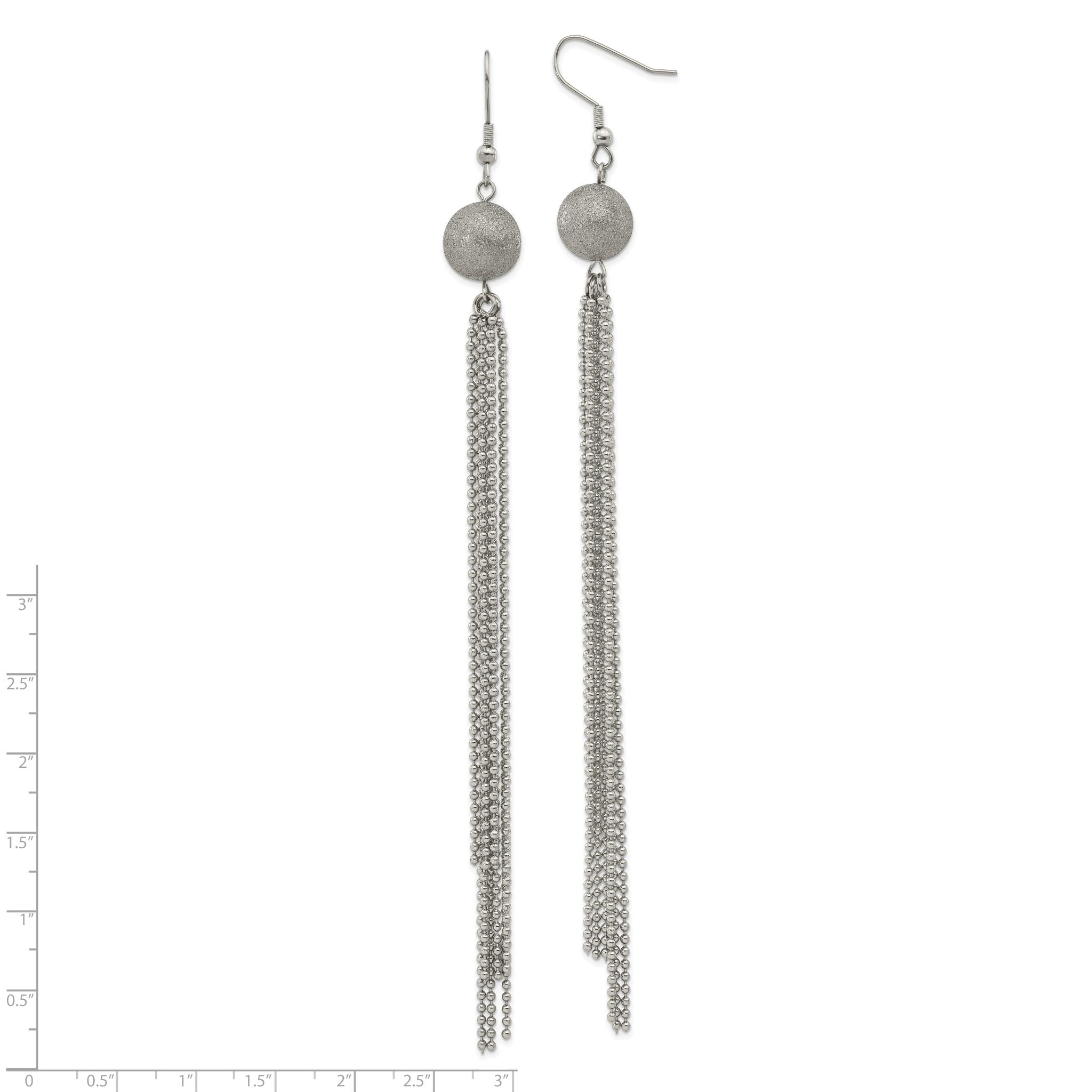 Stainless Steel Polished & Laser Design Drop Dangle Earrings for Women