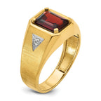 14k Mens Polished and Satin Octagon Gemstone and Diamond Ring Mounting, Mounting Only