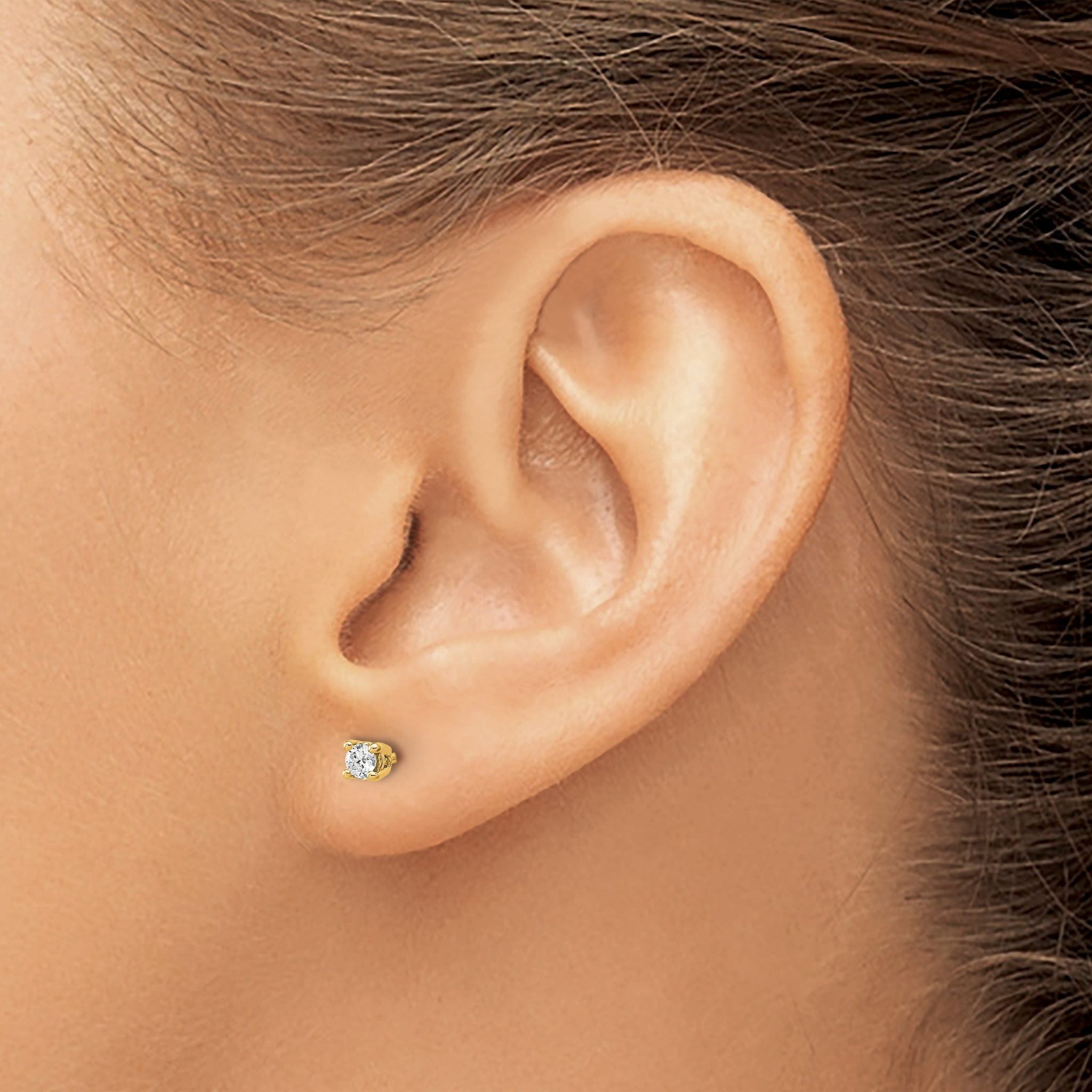 14K Yellow Gold 1/6 ct Lab-Created Diamond VS/SI+ G+, 4-Prong Stud Earrings