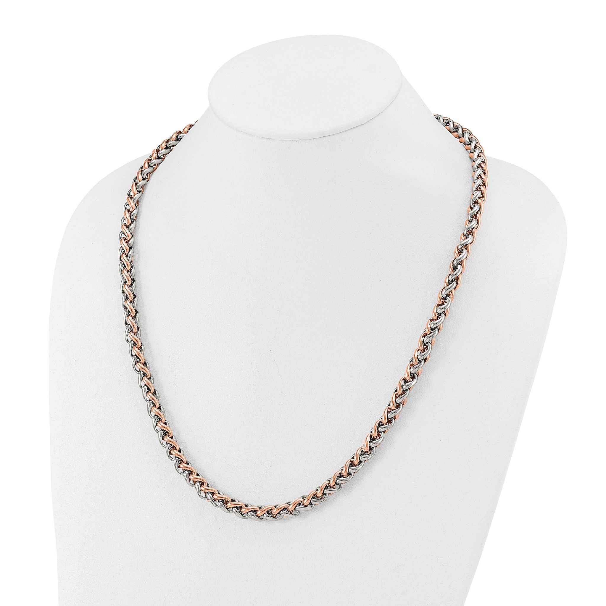 Chisel Stainless Steel Polished Rose IP-plated 24 inch Necklace