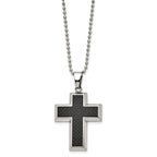 Sophia Jewelers Titanium Necklace with Polished Black Carbon Inlay 22