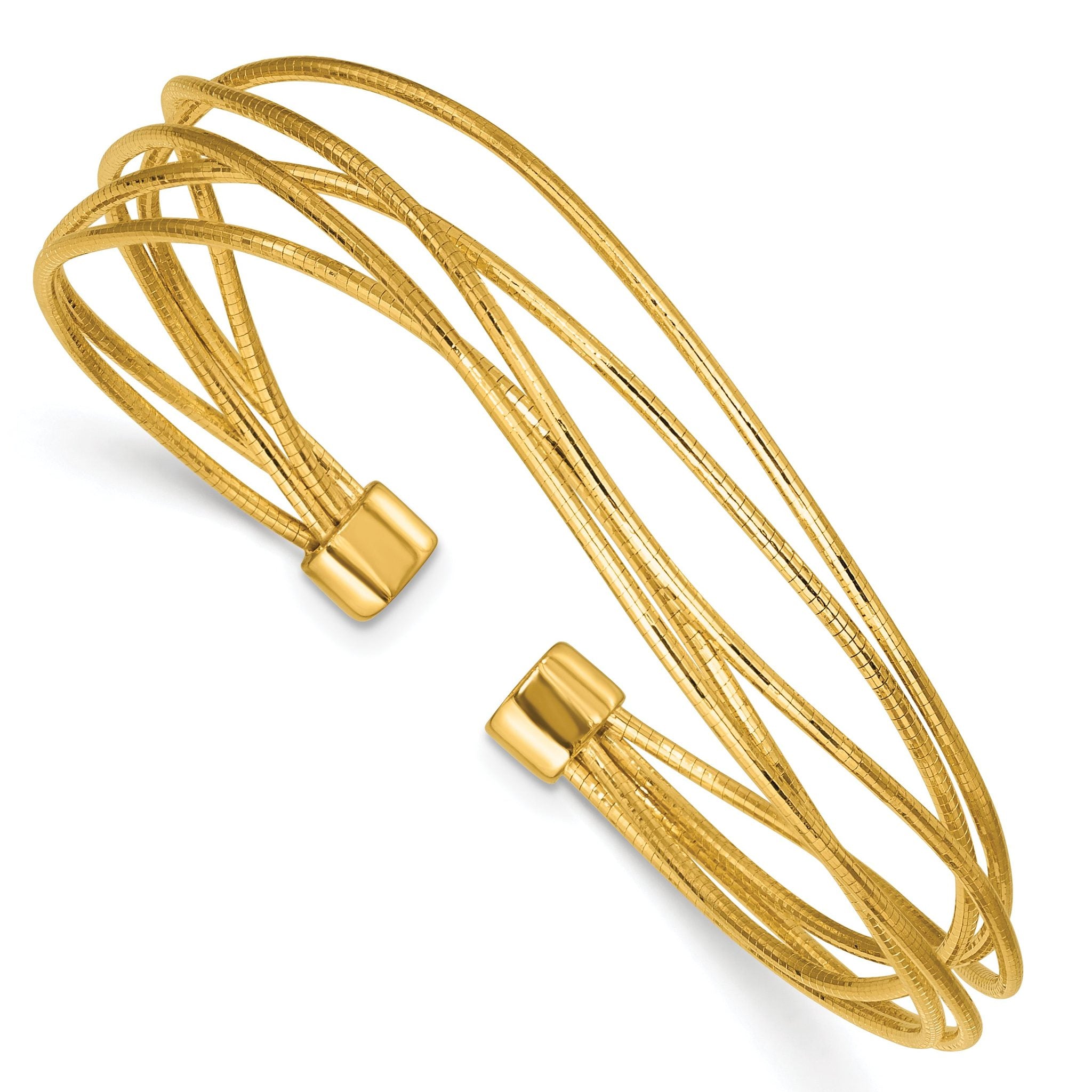 SS Gold-plated Polished and Textured Multi-strand Twist Cuff Bangl Main image
