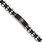 Stainless Steel Brushed and Polished Black IP-plated ID Bracelet for Men