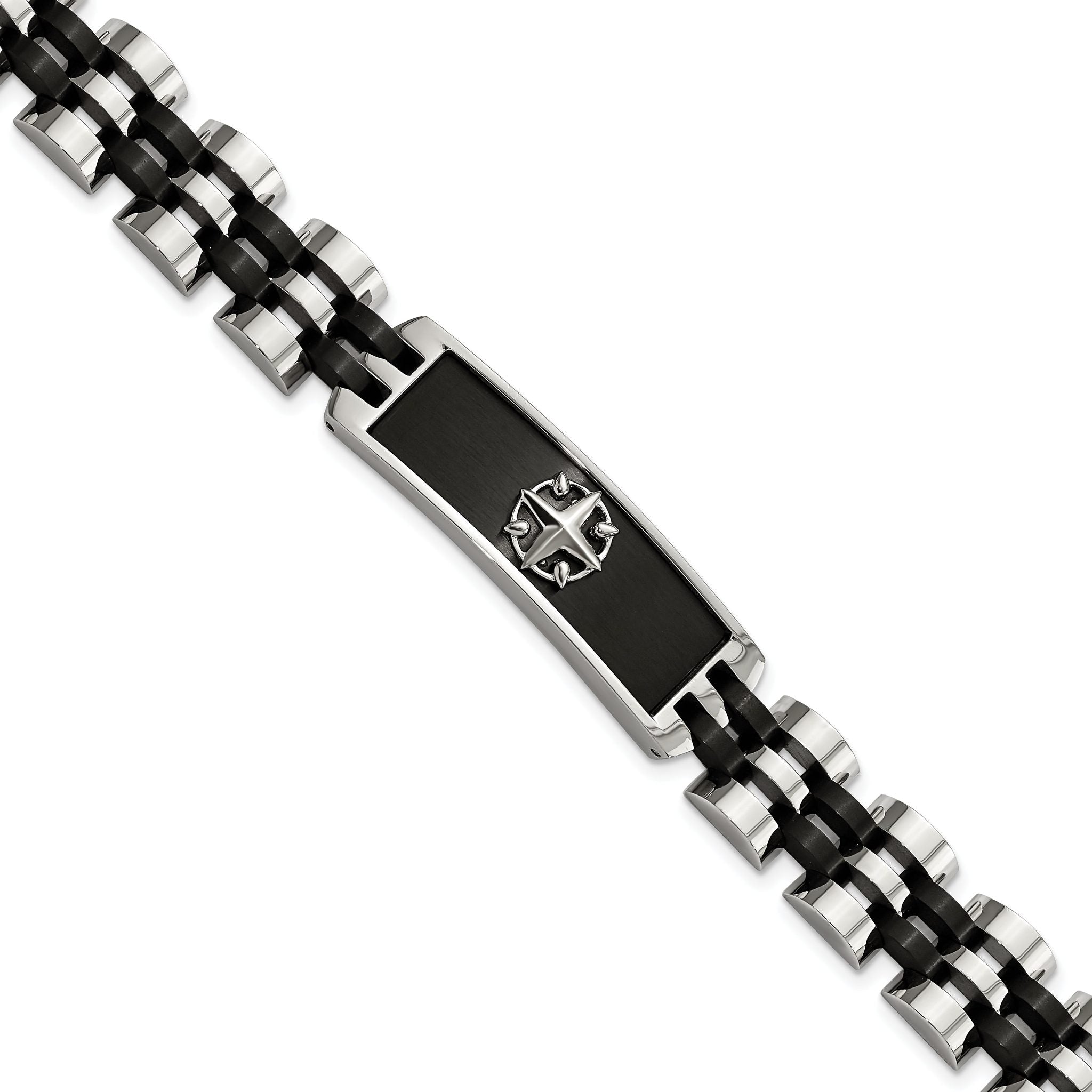 Stainless Steel Brushed and Polished Black IP-plated ID Bracelet for Men