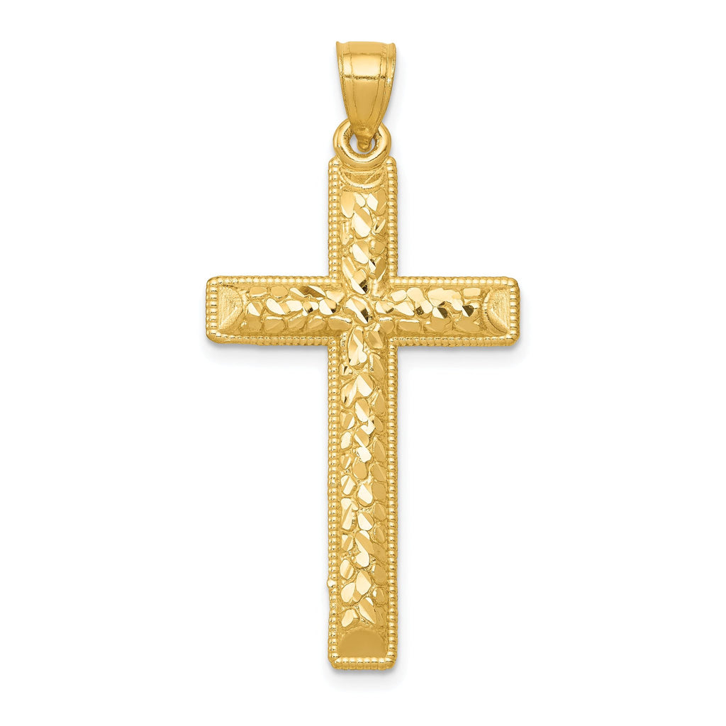 14K Gold Diamond-Cut Latin Cross Pendant  Elegant Solid Design