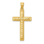14K Gold Diamond-Cut Latin Cross Pendant  Elegant Solid Design
