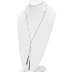 Sterling Silver RH-plat Polished Adjustable Tassel Necklace