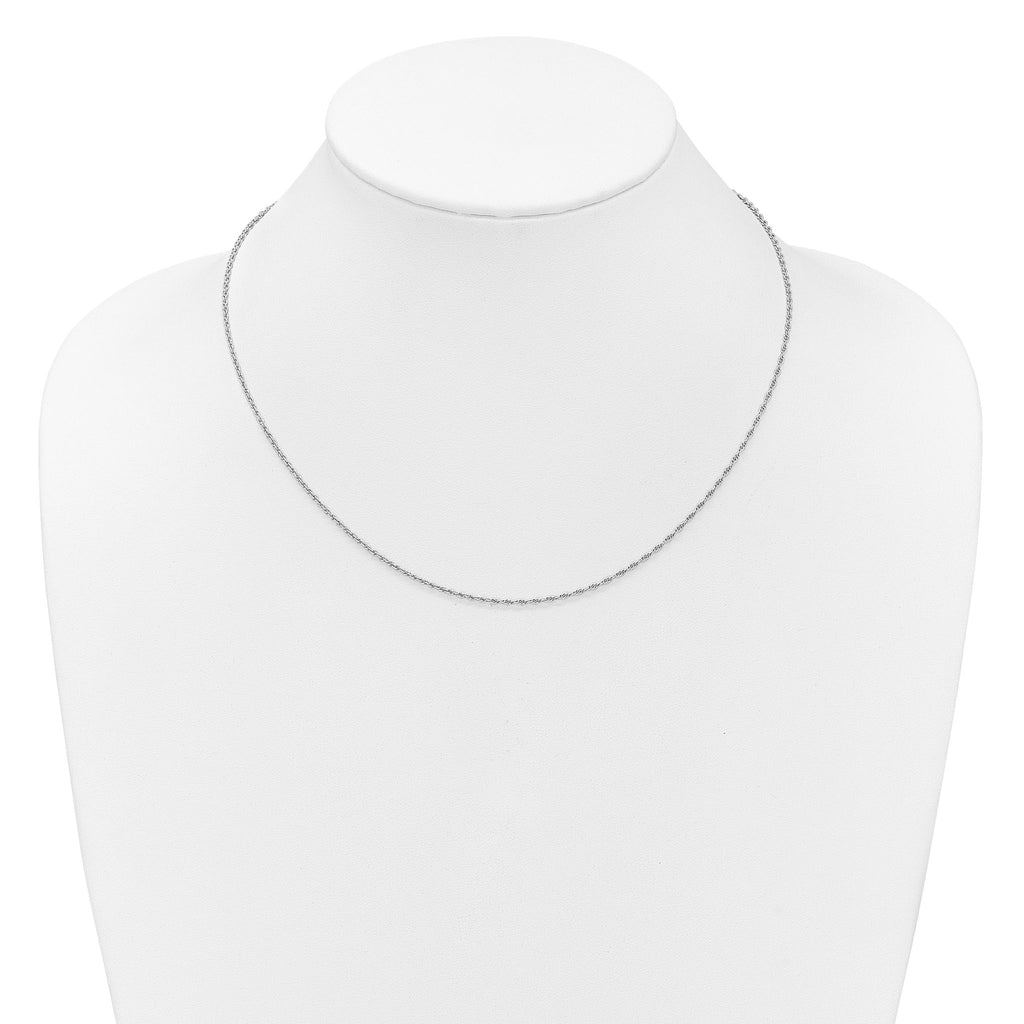 Sterling Silver RH-plt 1.55mm Loose Rope 1in+1in Adjustable Chain