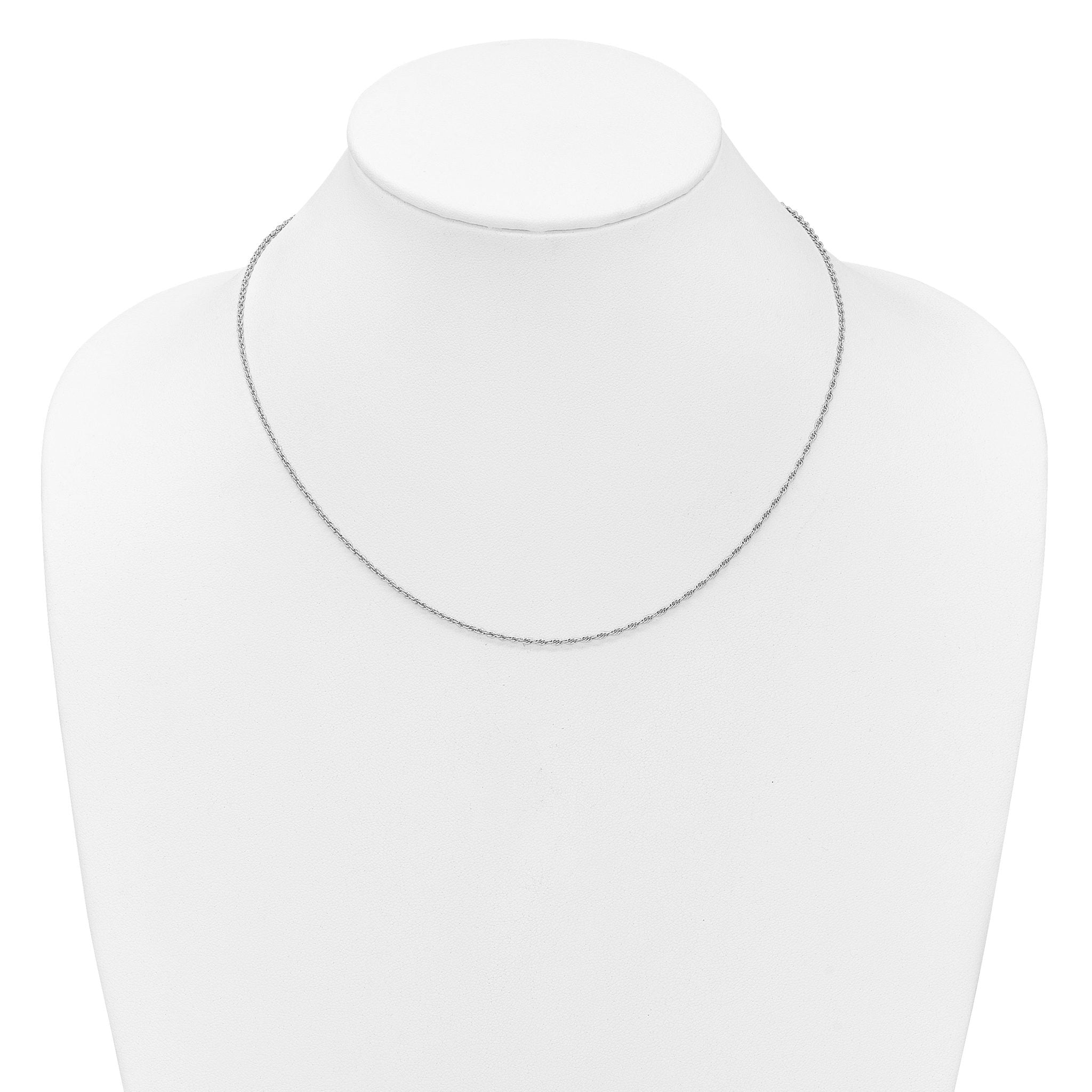 Sterling Silver RH-plt 1.55mm Loose Rope 1in+1in Adjustable Chain