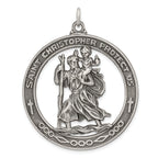 Sterling Silver 925 Antiqued Saint Christopher Pendant Elegant Vintage Charm