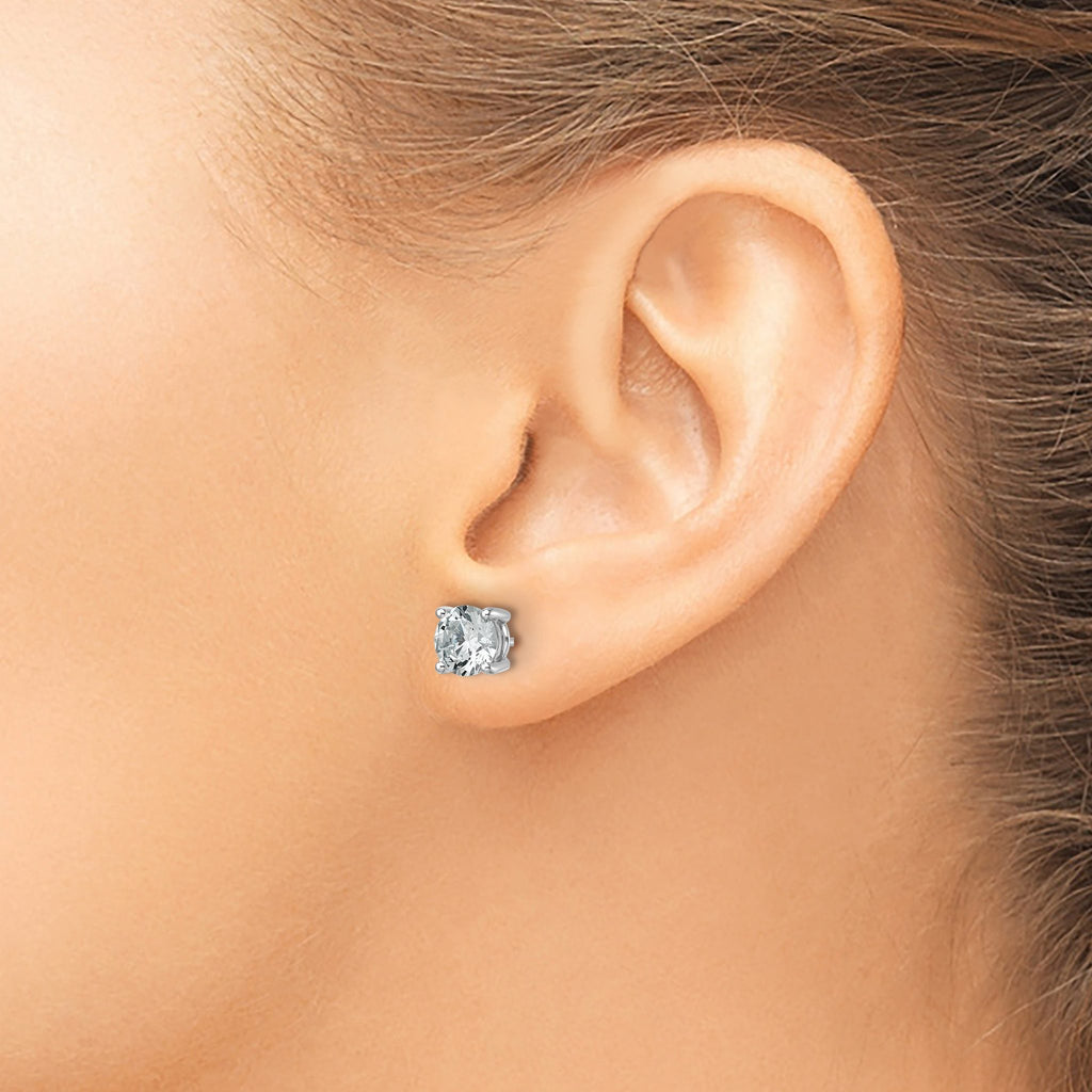 14K White Gold 2 1/2 ct Certified Lab-Created Diamond VS+ F+, 4-Prong Stud Earrings