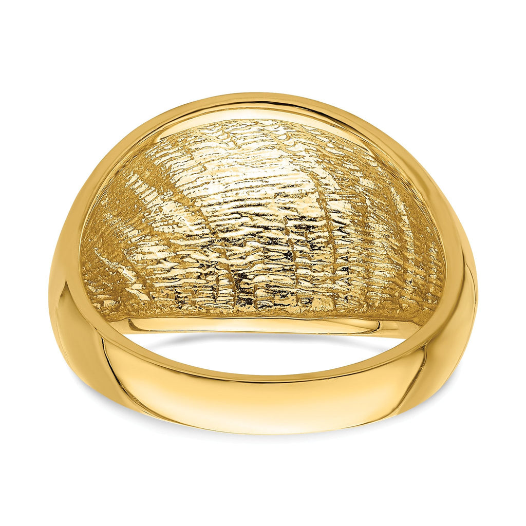 14K Diamond-cut Lattice Pattern Dome Ring