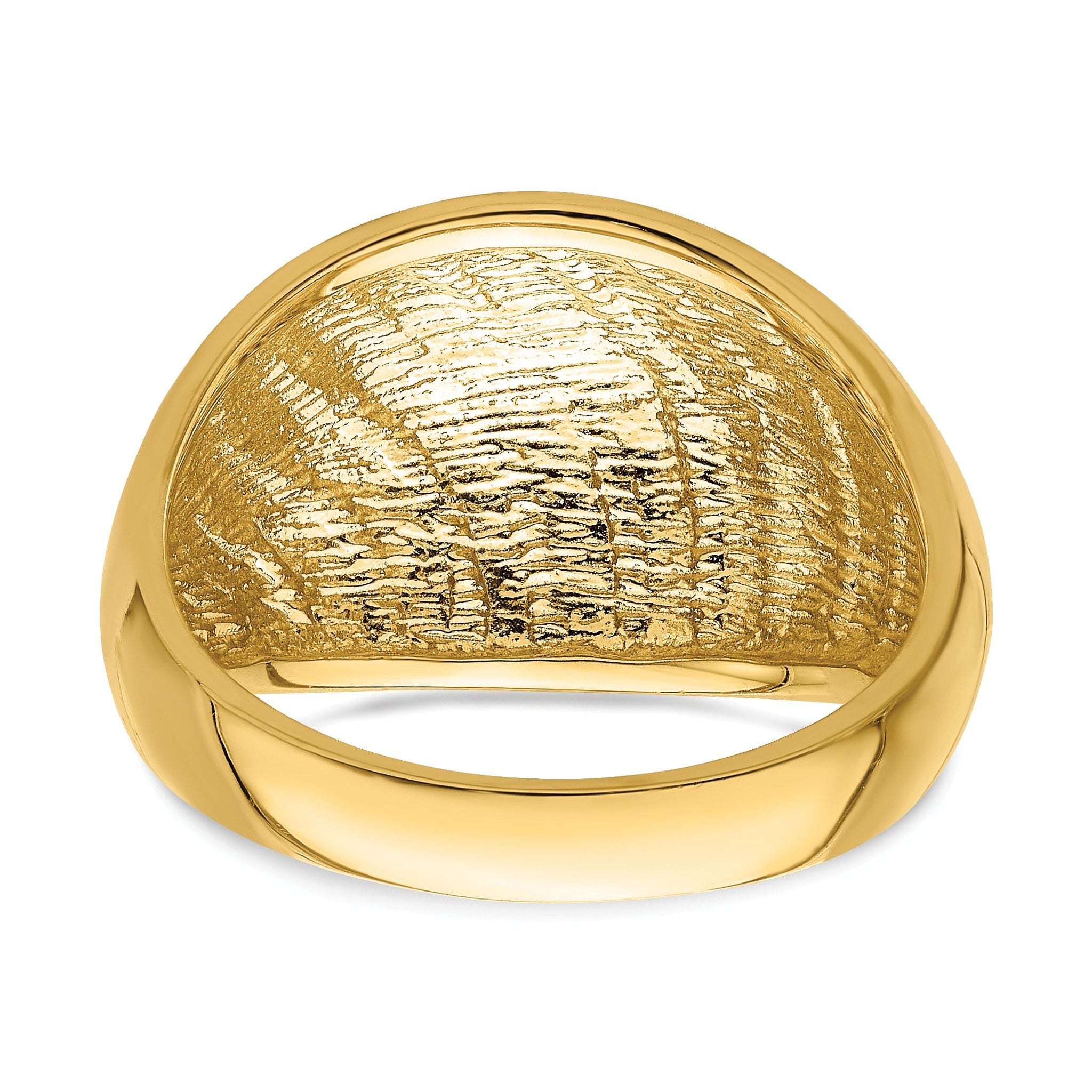 14K Diamond-cut Lattice Pattern Dome Ring