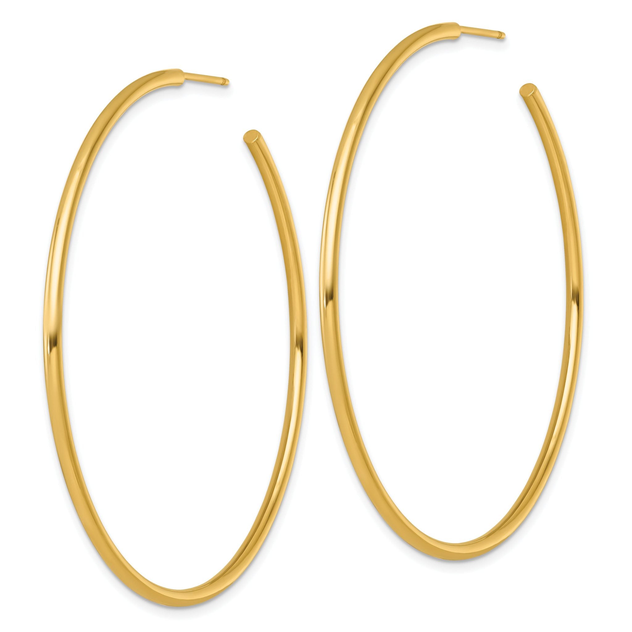 14k Polished 2.0 x 60mm Tube C-Hoop Post Earrings Secondary image