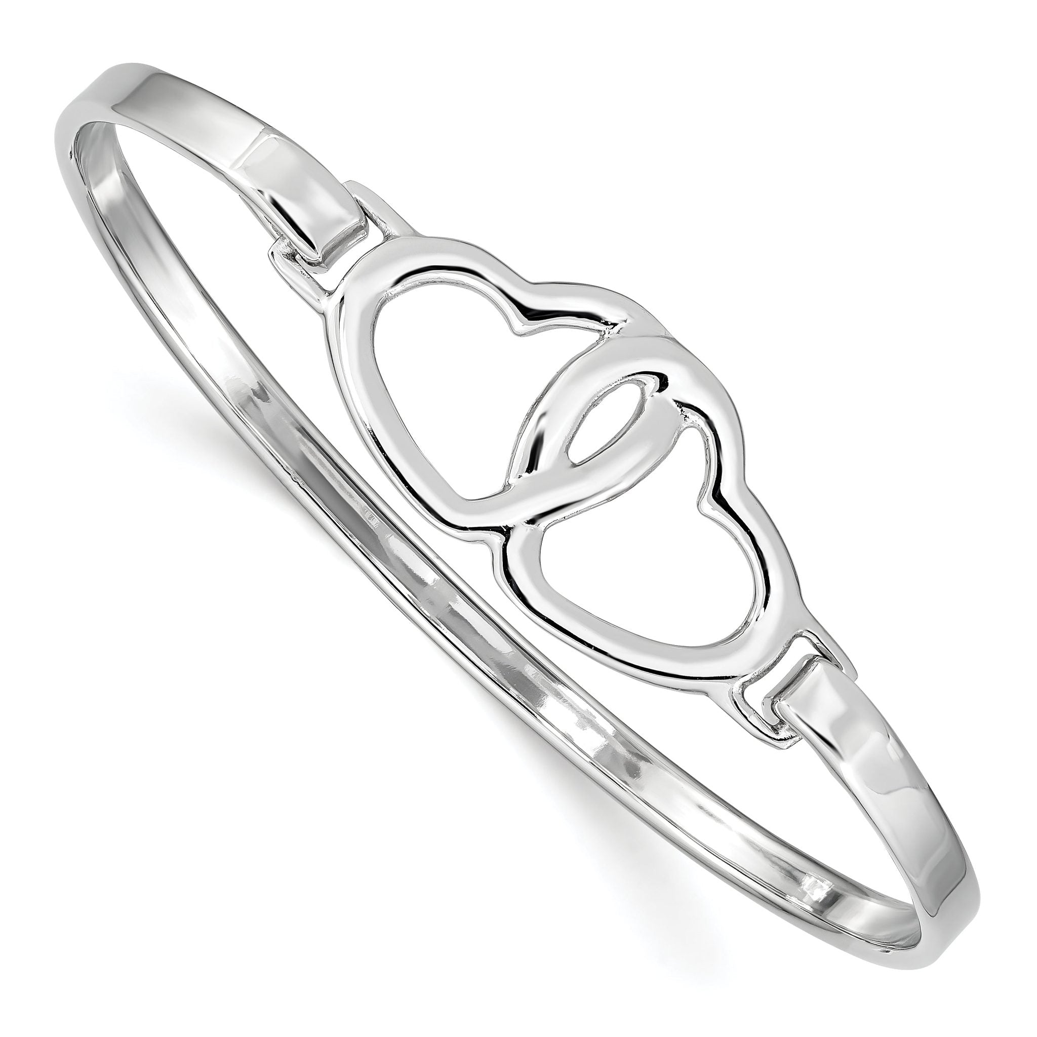 Sophia Jewelers Sterling Silver Heart Bangle with Rhodium Polish Main image