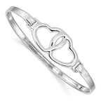 Sophia Jewelers Sterling Silver Heart Bangle with Rhodium Polish
