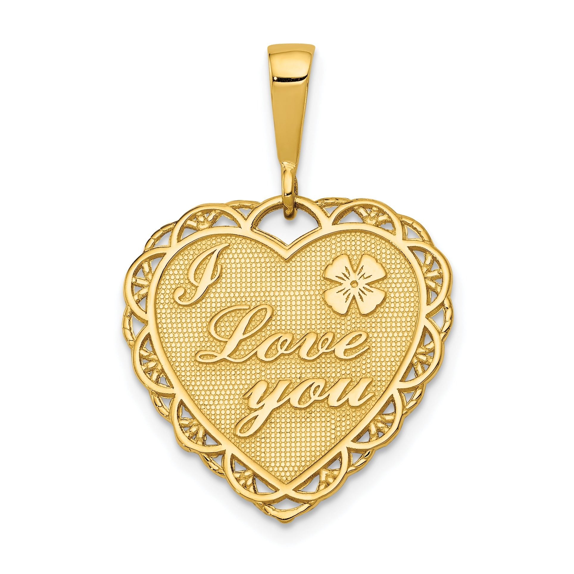 14K Gold Reversible I LOVE YOU Heart Pendant Polished Finish Main image