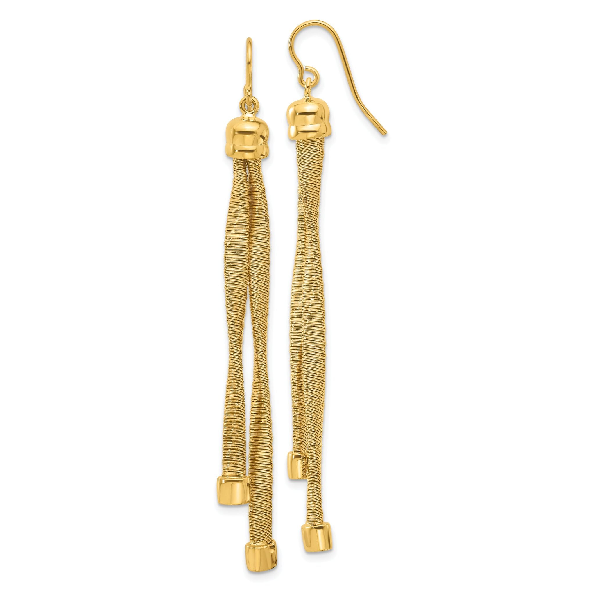 Sterling Silver Gold-plat Twist Texture Wrapped 2-strand Earrings Main image