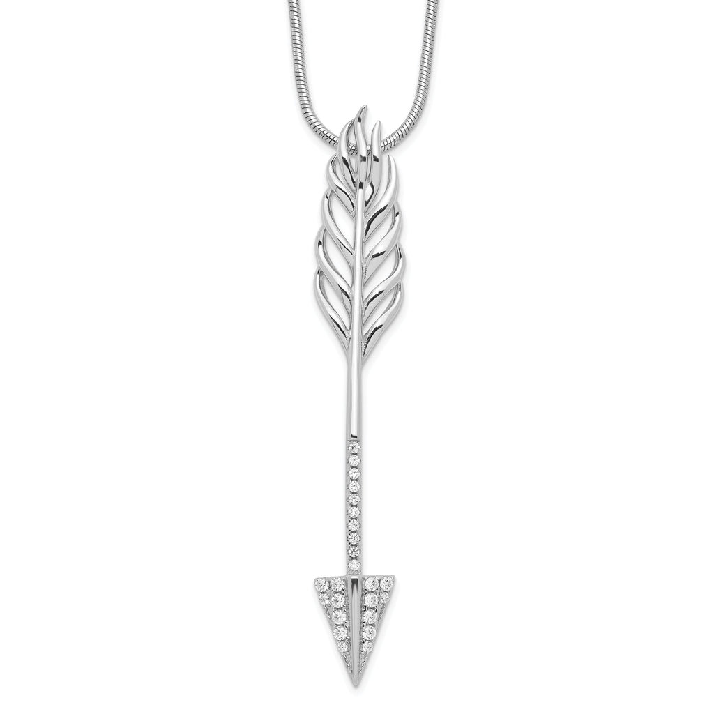 Sophia Jewelers 925 Sterling Silver CZ Arrow Necklace 18-inch Extender