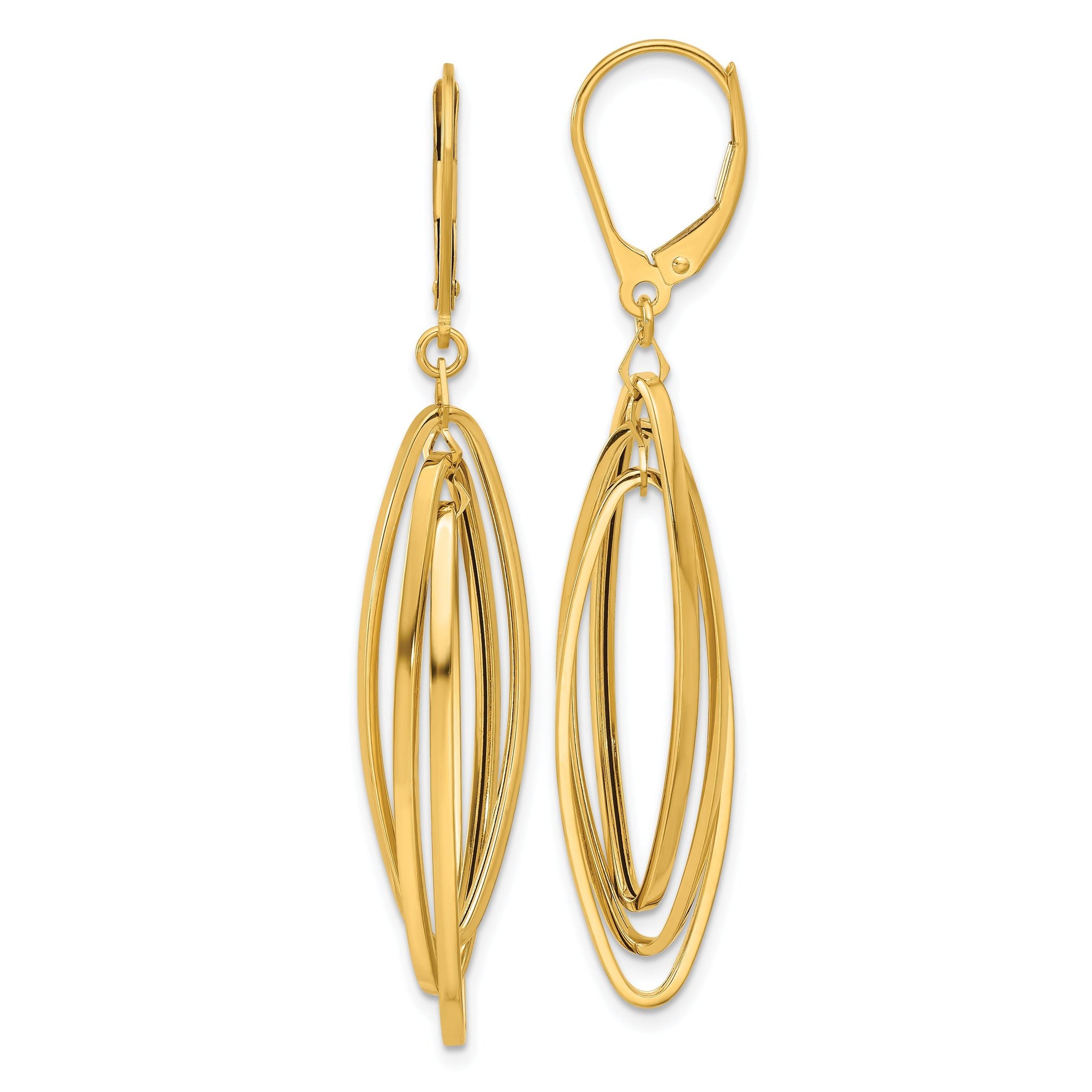 14k Polished Oval Twisted Dangle Leverback Earrings Main image