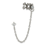 Stainless Steel Polished & Antiqued Cubic Zirconia Ear Climber Earrings for Women