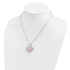 Sentimental Expressions Sterling Silver Rhodium-plated Rose Quartz Generous Heart 18 inch Necklace with Poem Card