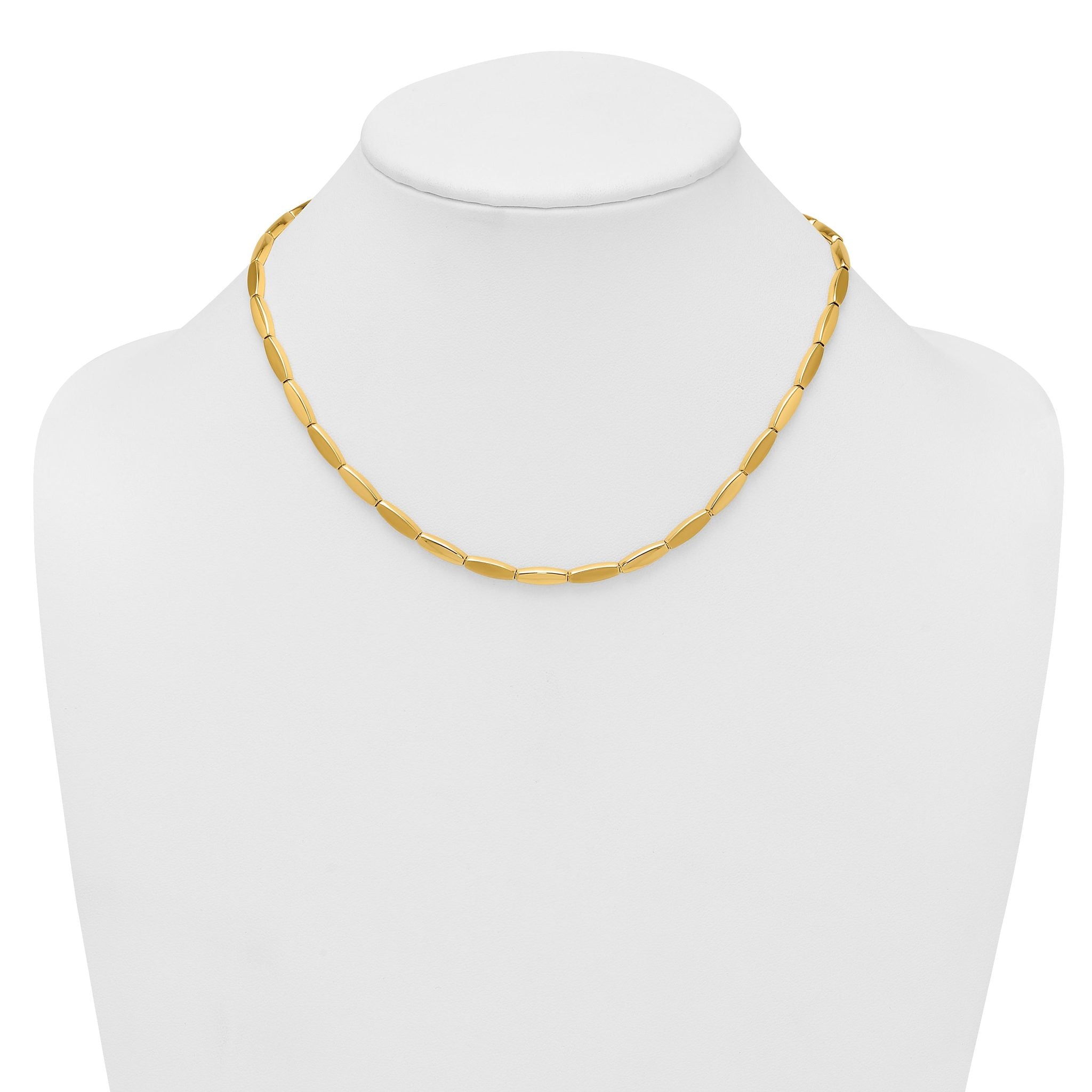 14k Brushed and Polished 4mm Fancy Oval Bar Link 16.75 inch Necklace Secondary image