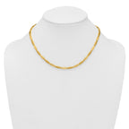 14k Brushed and Polished 4mm Fancy Oval Bar Link 16.75 inch Necklace