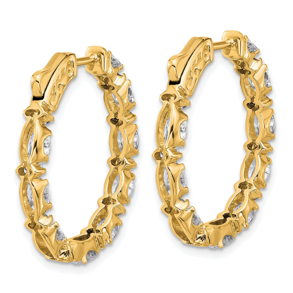 14K Yellow Gold 5 ct Lab-Created Diamond VS+ F+ Oval-Cut In-and-Out Hoop Earrings