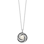 Sterling Silver CZ Shell Pearl Necklace with Rhodium-Plated Elegance