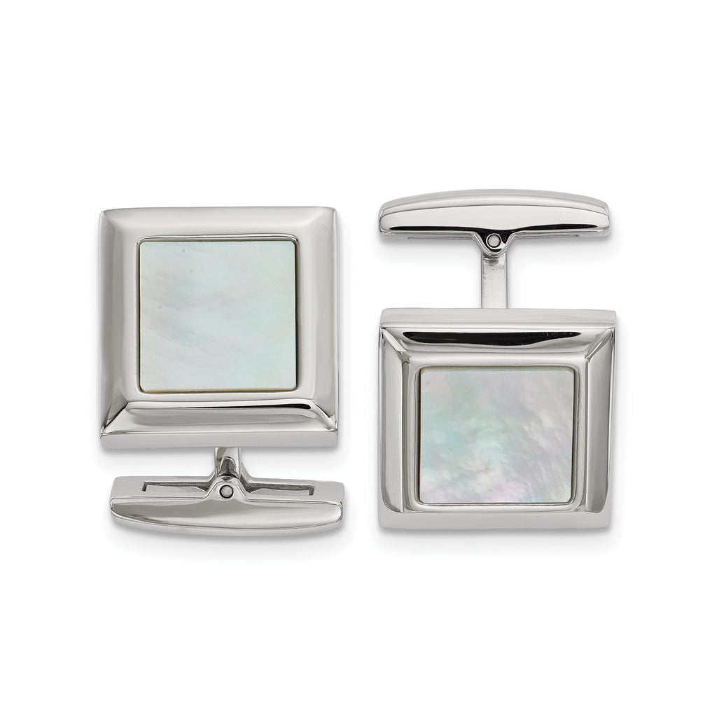 Stainless Steel Mother of Pearl Square Cuff Links