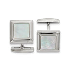 Stainless Steel Mother of Pearl Square Cuff Links