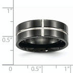 Black IP Grooved Comfort-Fit Wedding Band in Titanium, 8mm