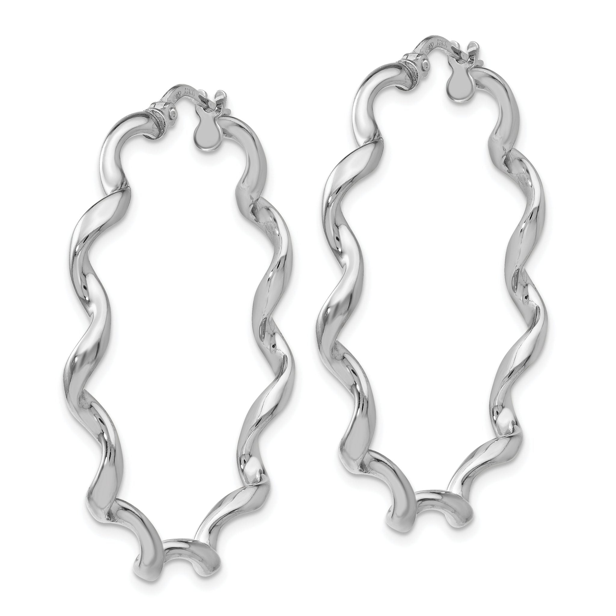 Sterling Silver 925 Twisted Hoop Earrings with Rhodium Polish Secondary image