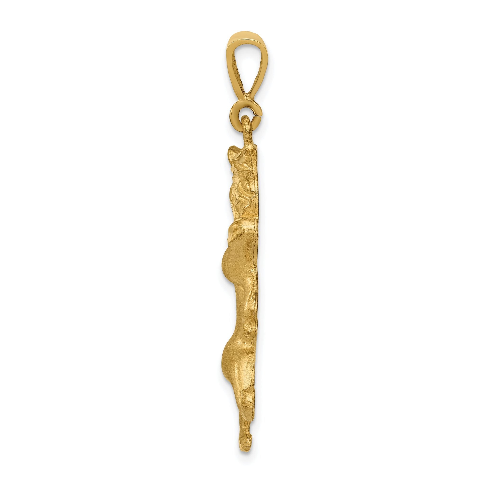 14K Gold Leo Zodiac Charm with Satin Finish and Diamond-Cut Detailing Secondary image