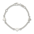 Sterling Silver Polished Hearts with .25in ext. Children's Bracelet