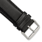 Smooth Leather Watch Band in Black with Silver-Tone Buckle, 24mm