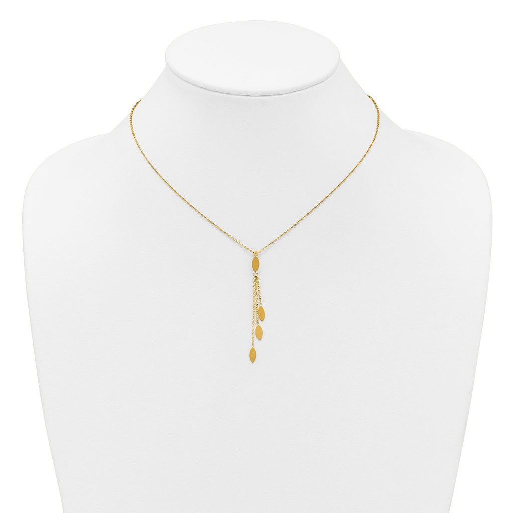 14k Polished Oval 3-Dangles 16 inch Necklace Plus 2 inch Extender