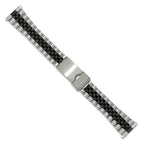 Mens 18-22mm Long Jubilee-Style Satin and Polished Black IP-plated Stainless Steel with Deployment Buckle 7 inch Watch Band