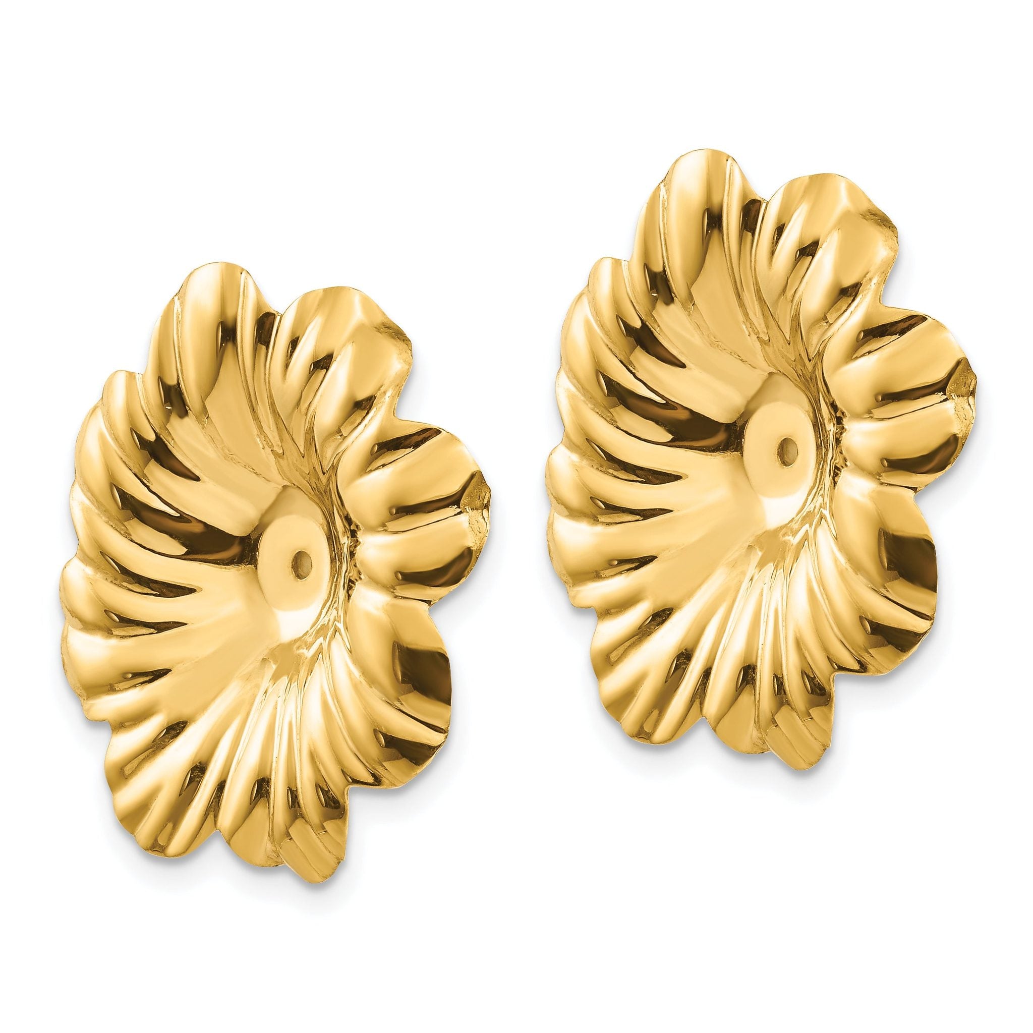 14k Polished Floral Earring Jackets Secondary image
