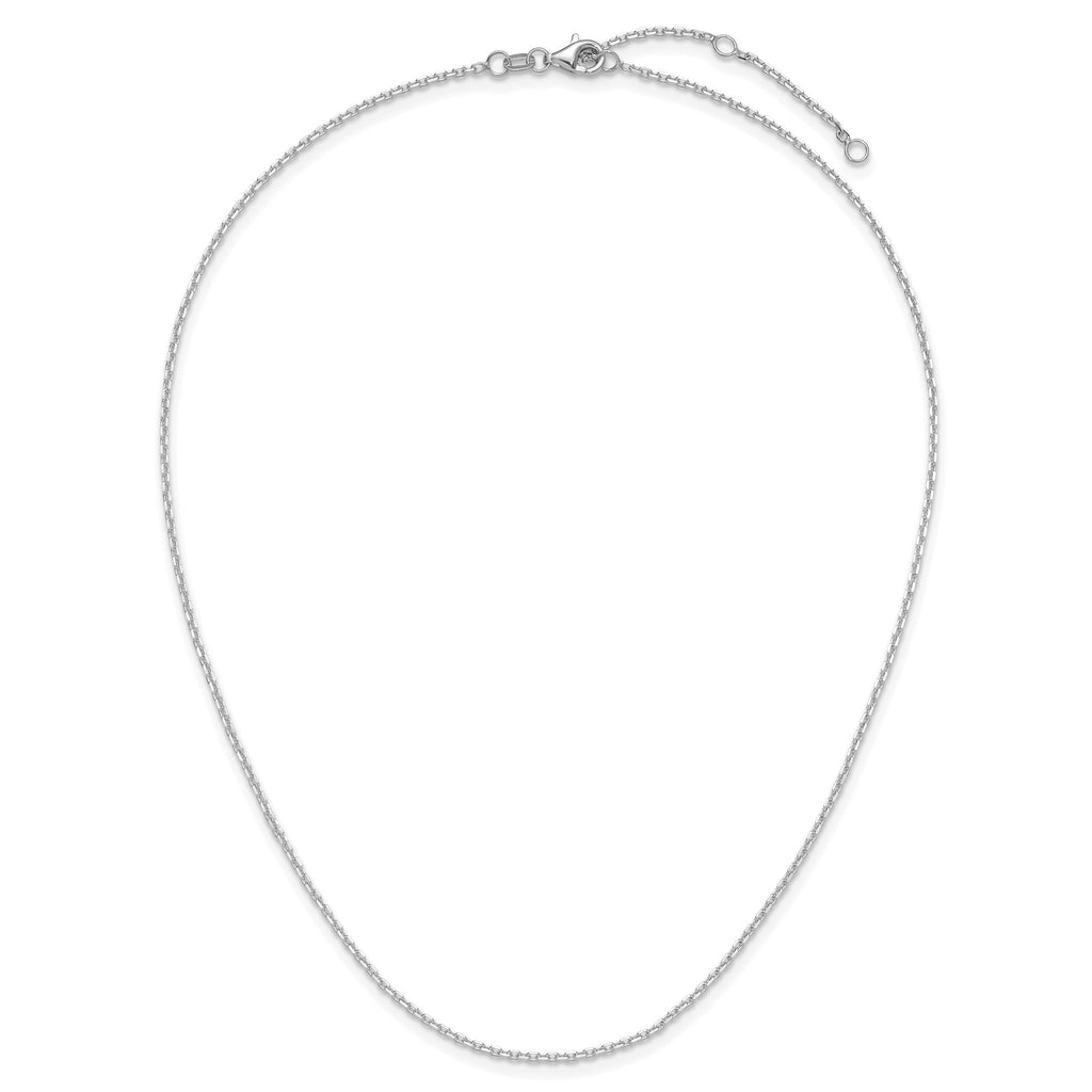 14k White Gold 1.5mm D/C Square Cable 1in+1in Adjustable Chain
