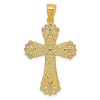 14K Two-Tone Gold Budded Cross Pendant with Polished Finish