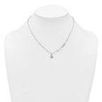Sterling Silver Polished Beaded White CZ Infinity and Heart 16 inch with 2 inch Extension Necklace