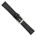 Black 18mm Matte Gator Grain Calfskin Leather with Stainless Steel Buckle 7.75 inch Watch Band