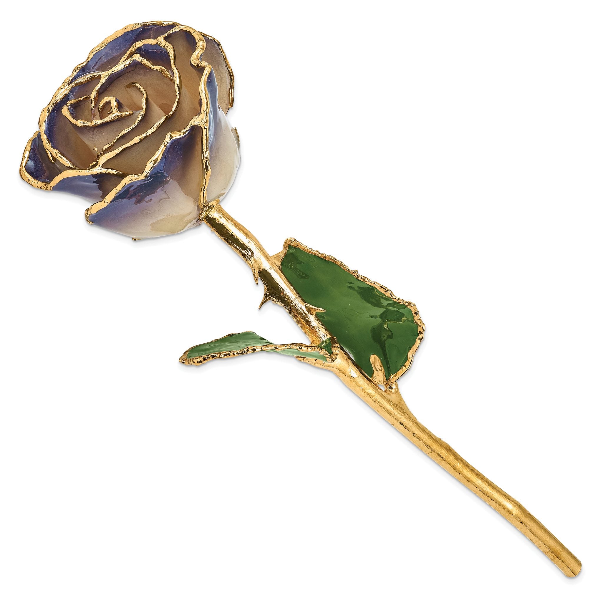 Lacquer Dipped 24k Gold Trimmed White/Twilight Pearl Real Rose Secondary image