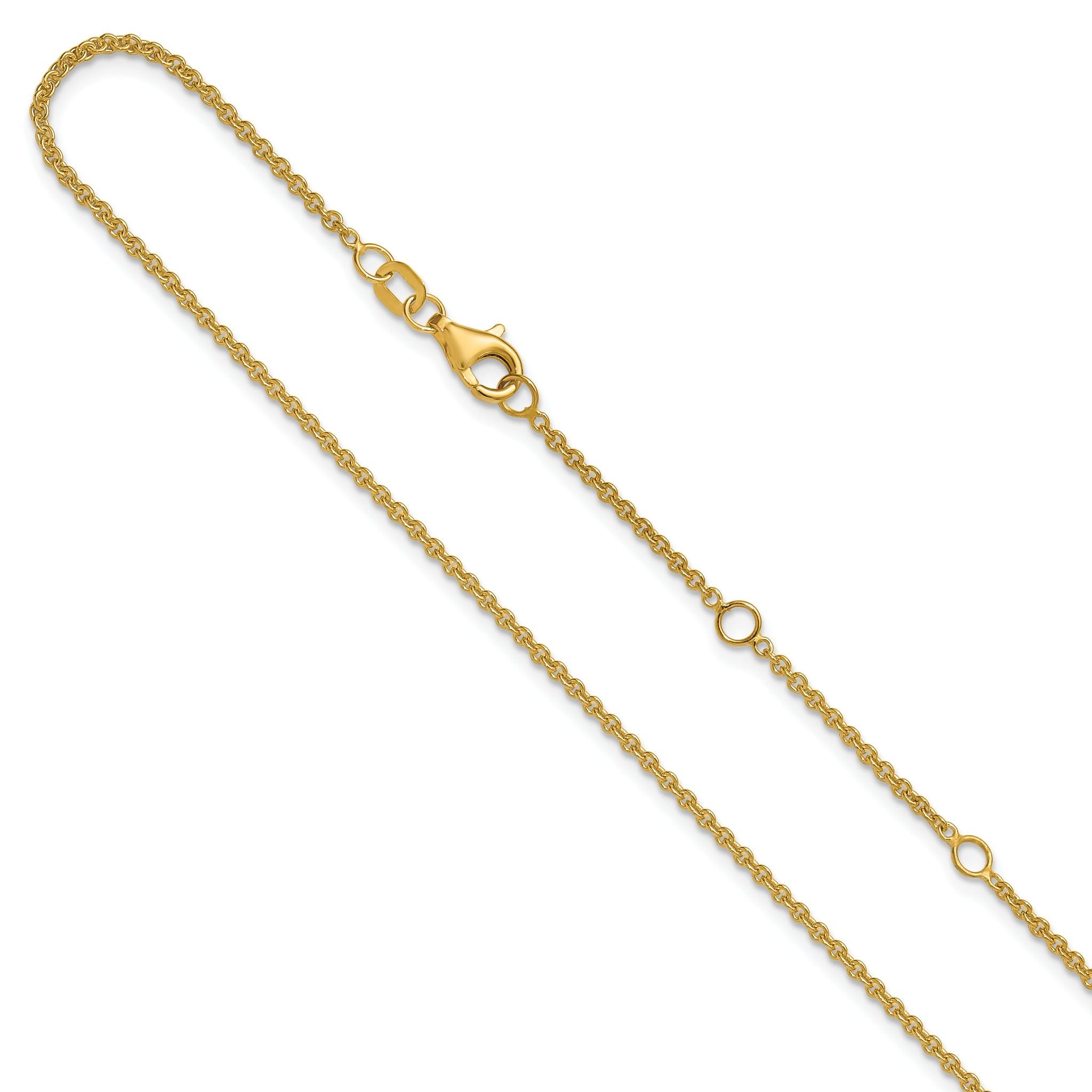 14k Yellow Gold 1.6mm Round Cable 1in+1in Adjustable Chain Main image