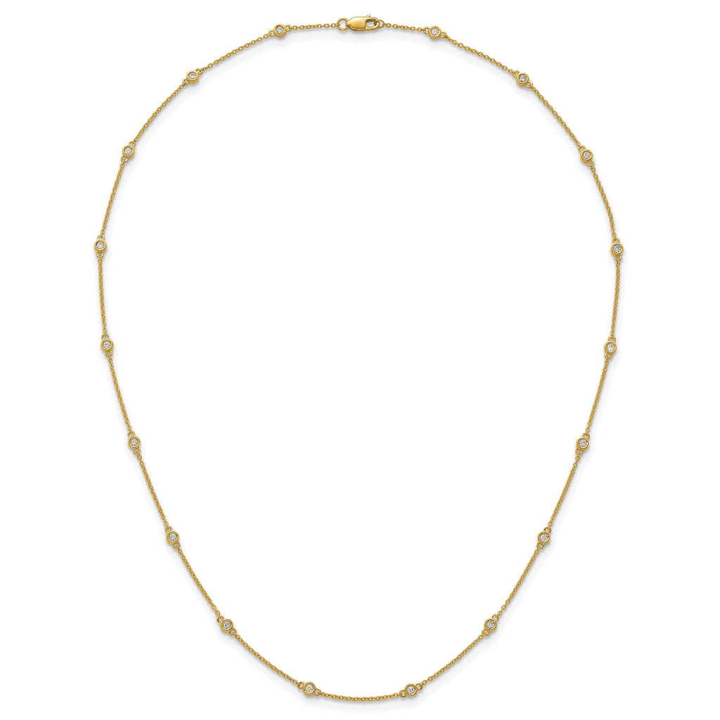 14k Complete 1/4 carat Bezel-set Diamond and Cable Chain 16-Station 16 inch Necklace