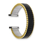 Romunda Mens 16-20mm Black and Yellow-tone Stainless Steel 6.5 inch Expansion Watch Band