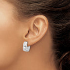 Sterling Silver Rhodium-plated Polished Square C-Hoop Post Earrings
