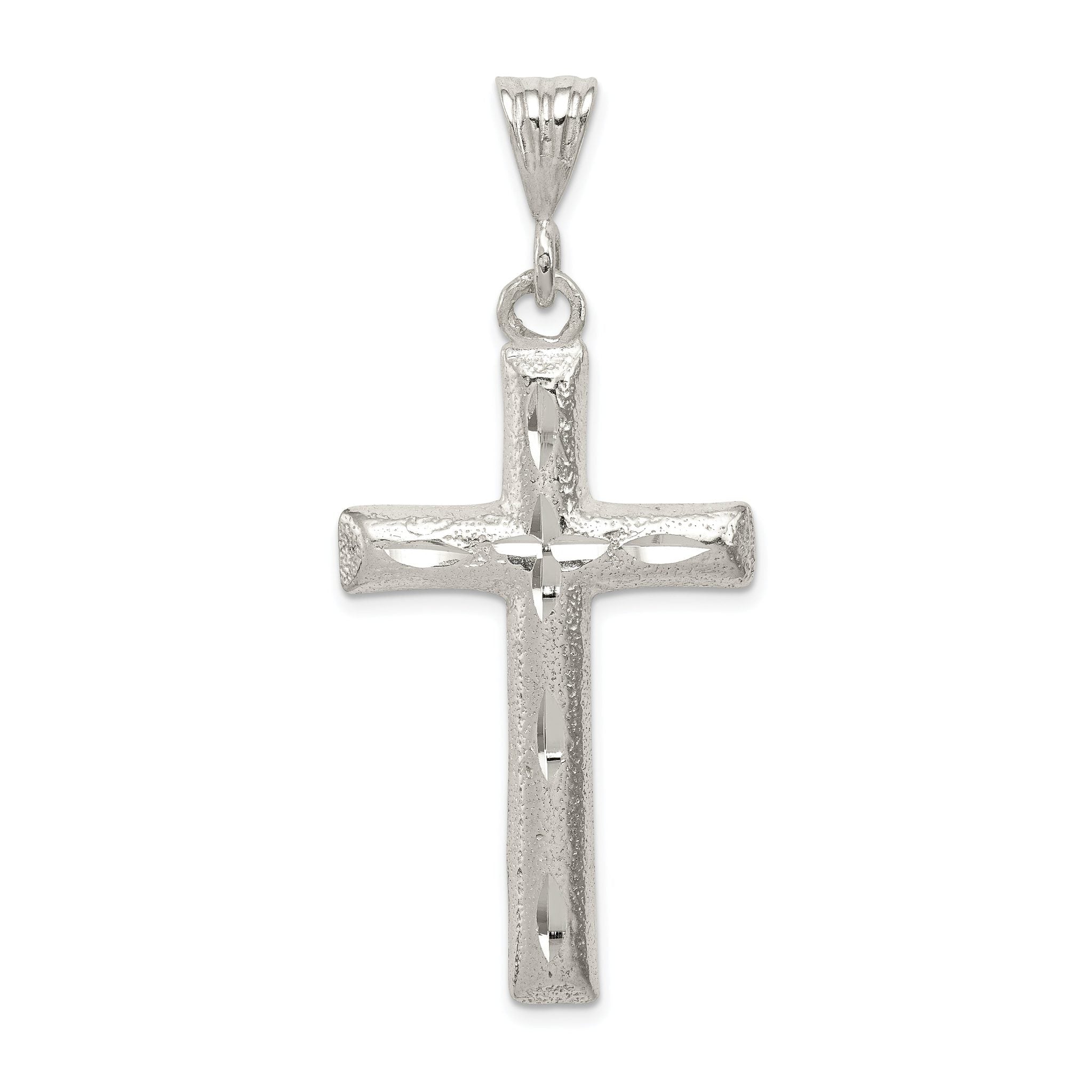Sterling Silver 925 Latin Cross Pendant with Polished Finish, Solid Cast Design